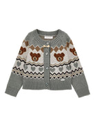 Cardigan per bambina Monnalisa grigio con chiusura frontale con bottoni - Rubino Kids