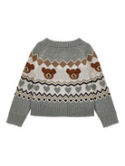 Cardigan per bambina Monnalisa grigio con chiusura frontale con bottoni - Rubino Kids