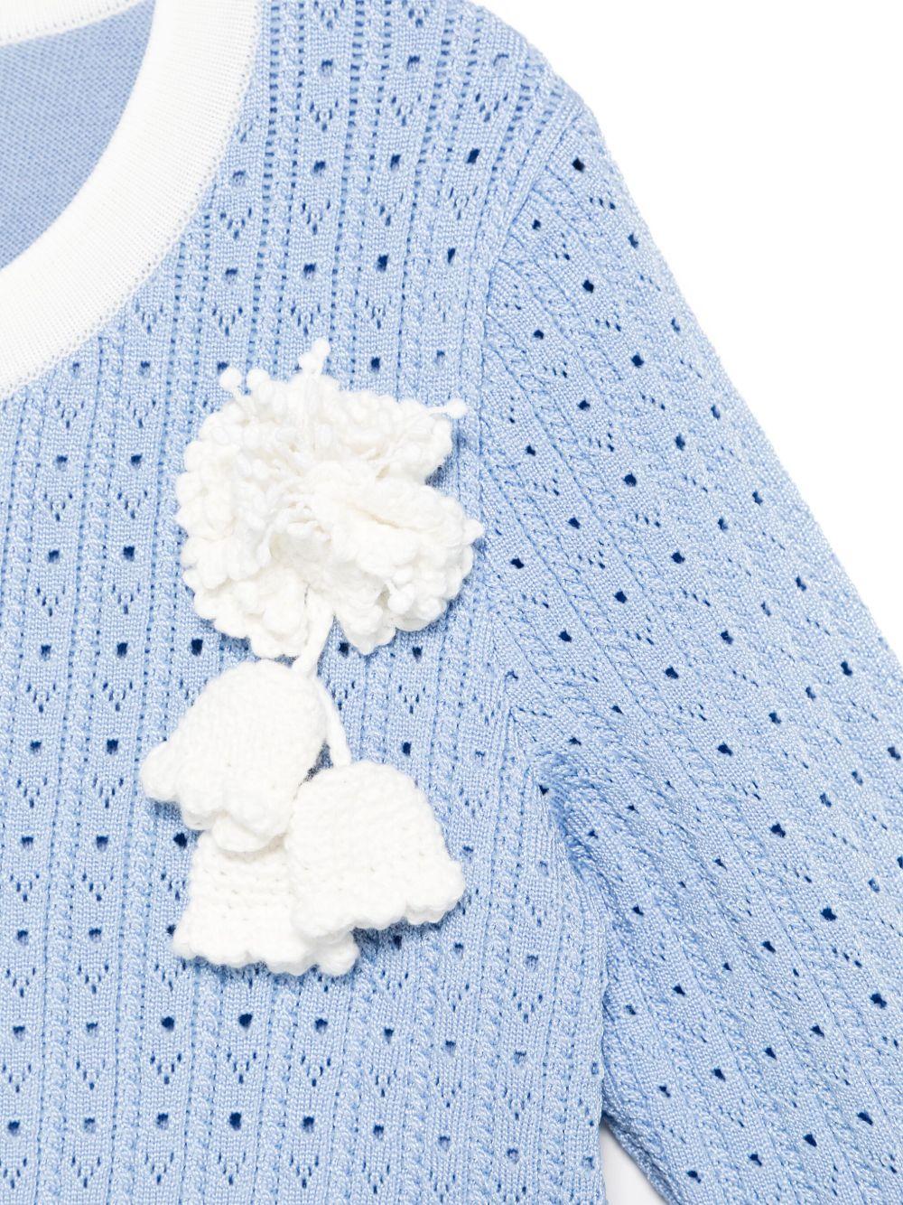 Cardigan per bambina Self - Portrait Kids azzurro con applicazione - Rubino Kids