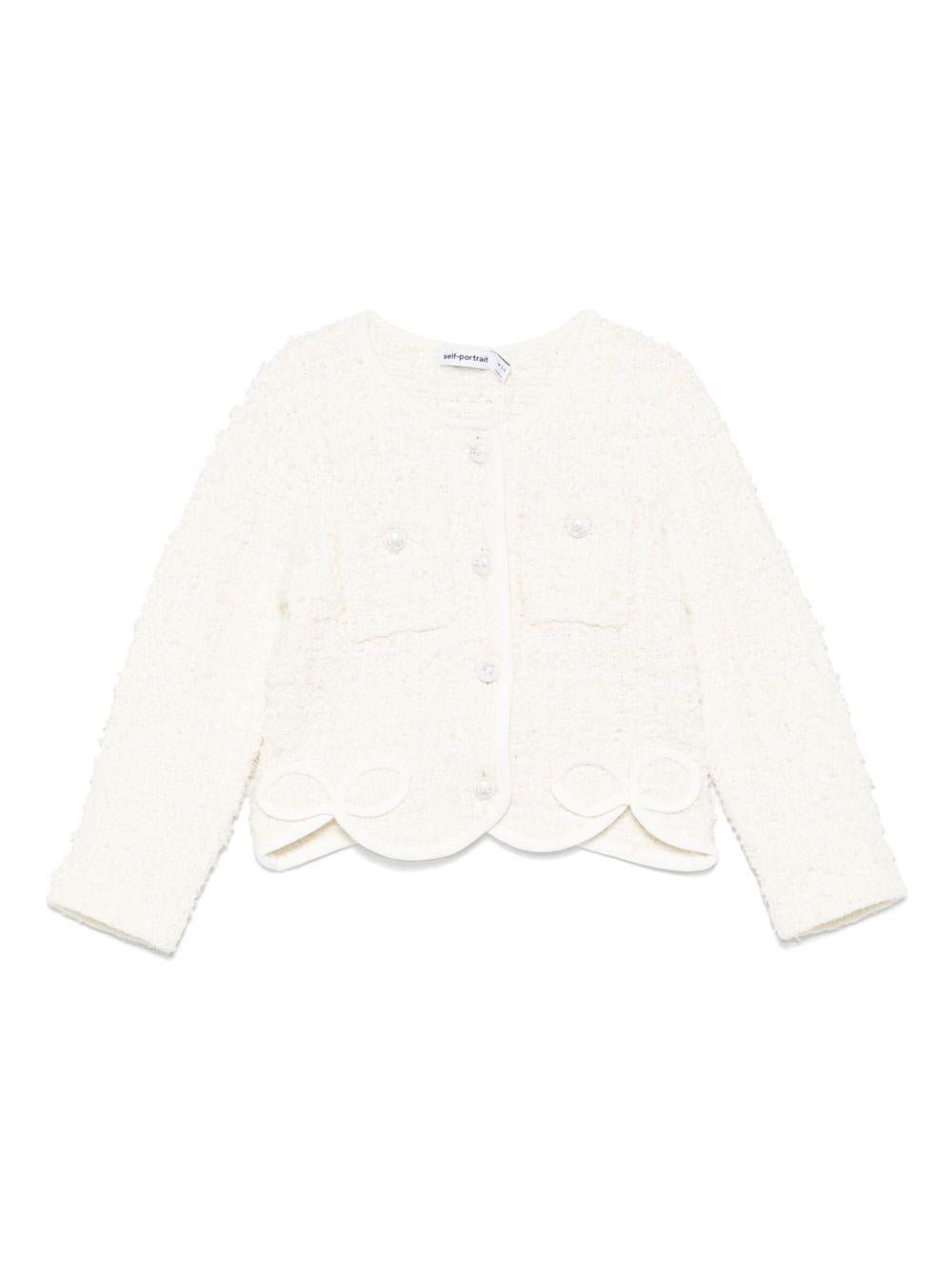 Cardigan per bambina Self - Portrait Kids bianco con bottoni - Rubino Kids