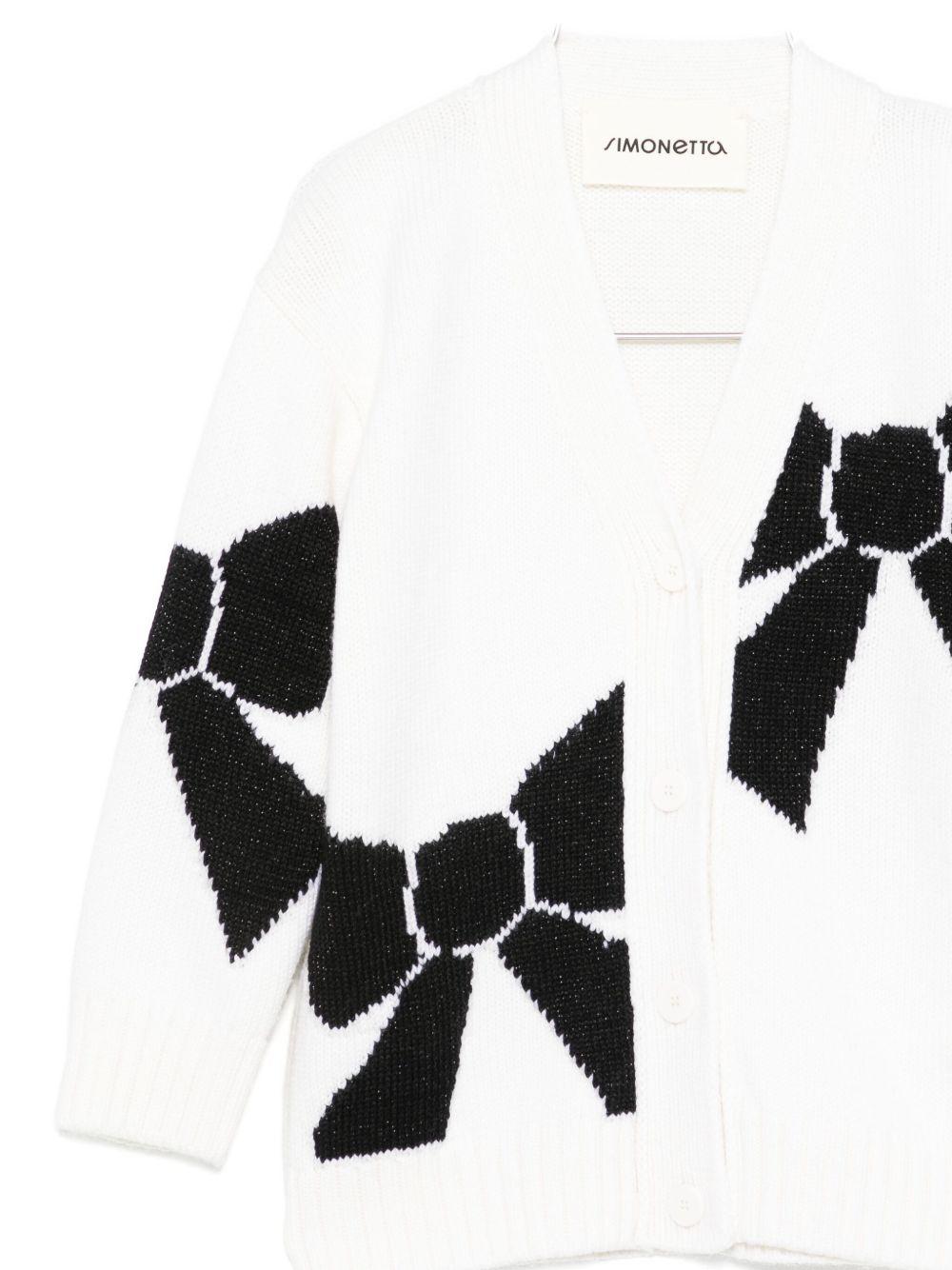 Cardigan per bambina Simonetta bianco in lana con motivo a fiocco - Rubino Kids