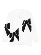 Cardigan per bambina Simonetta bianco in lana con motivo a fiocco - Rubino Kids