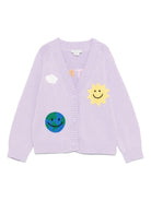 Cardigan per bambina Stella McCartney Kids lilla con motivo ricamato - Rubino Kids