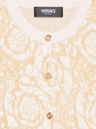 Cardigan per bambina Versace Kids beige con stampa stile Barocco - Rubino Kids