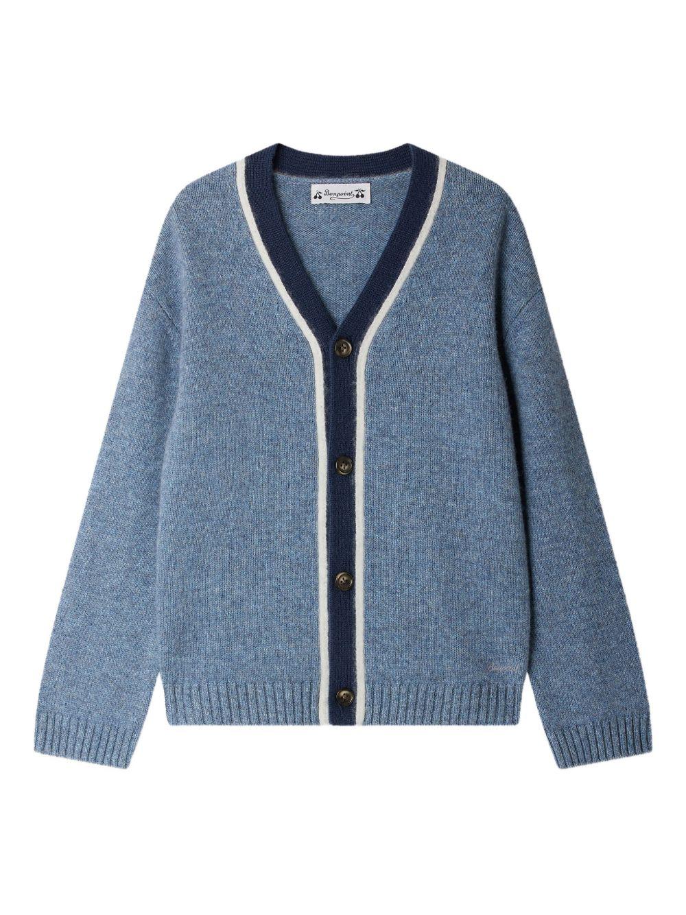 Cardigan per bambino Bonpoint blu con scollo a V - Rubino Kids