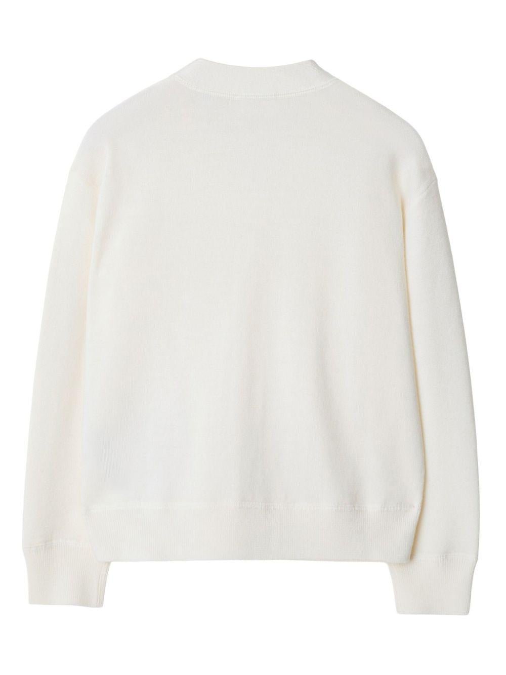 Cardigan per bambino Burberry Kids bianco con dettaglio a quadri - Rubino Kids