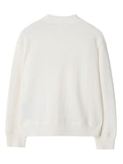 Cardigan per bambino Burberry Kids bianco con dettaglio a quadri - Rubino Kids