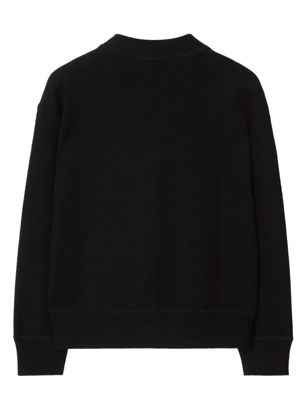 Cardigan per bambino Burberry Kids nero in lana con applicazione logo - Rubino Kids