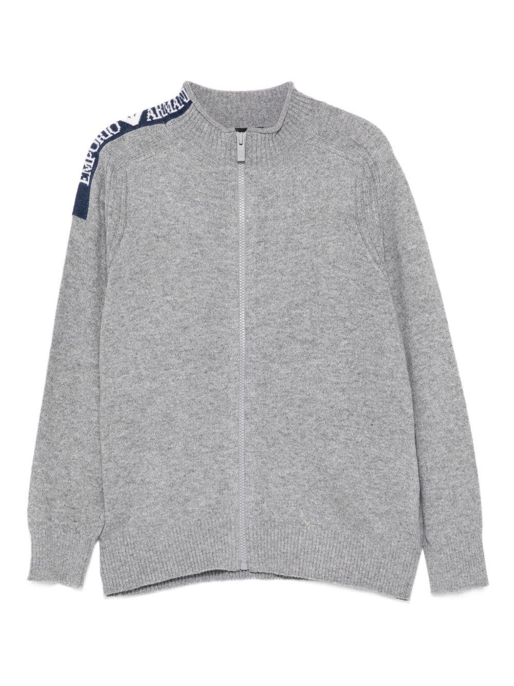 Cardigan per bambino Empori Armani Kids grigio con logo - Rubino Kids