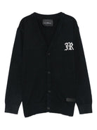 Cardigan per bambino John Richmond Junior blu con logo a intarsio - Rubino Kids