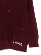 Cardigan per bambino Laneus Kids rosso con logo ricamato sul davanti - Rubino Kids