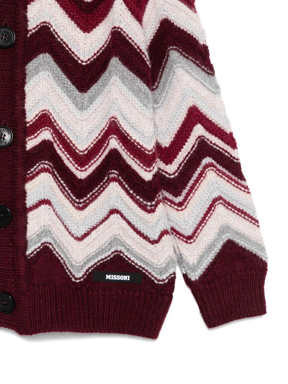 Cardigan per bambino Missoni Kids rosso con motivo a zigzag - Rubino Kids