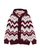 Cardigan per bambino Missoni Kids rosso con motivo a zigzag - Rubino Kids