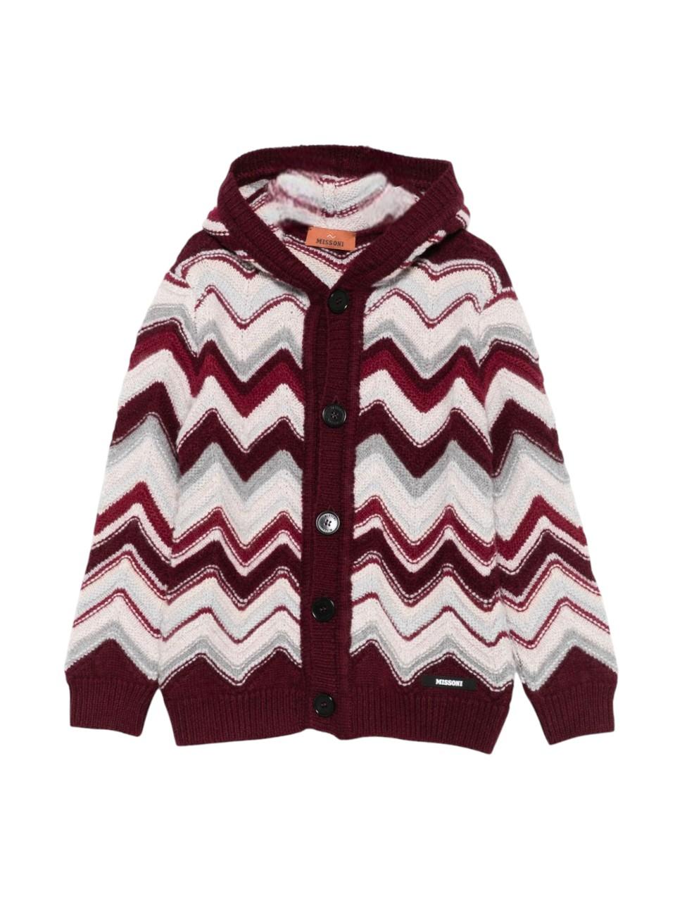 Cardigan per bambino Missoni Kids rosso con motivo a zigzag - Rubino Kids