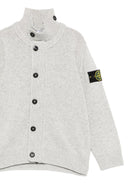 Cardigan per bambino Stone Island Junior grigia a collo alto con bottoni - Rubino Kids