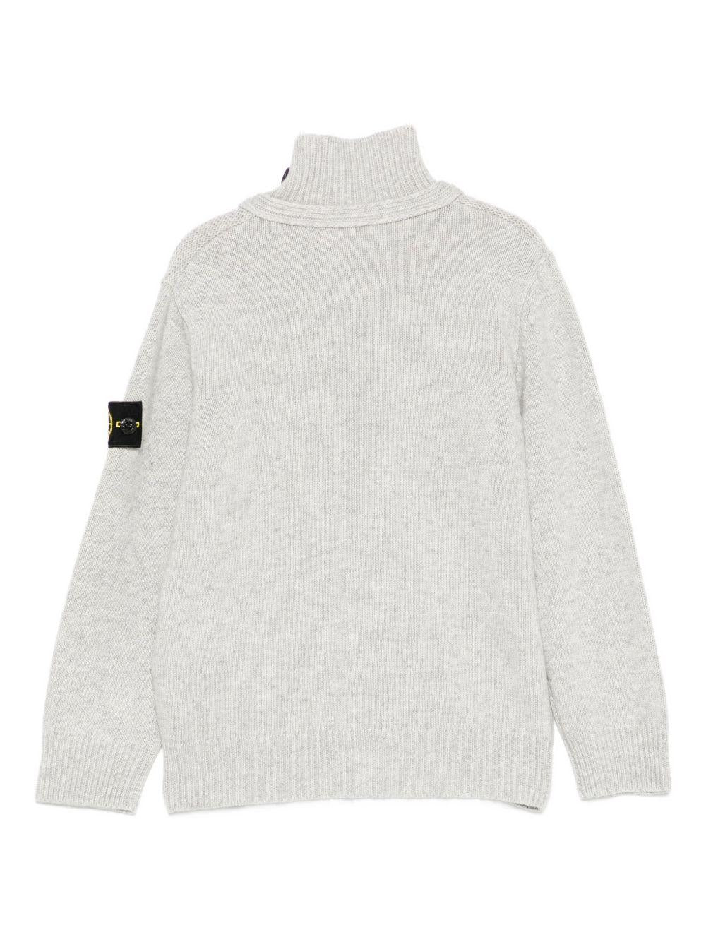 Stone Island Junior boys' grey turtleneck cardigan with buttons