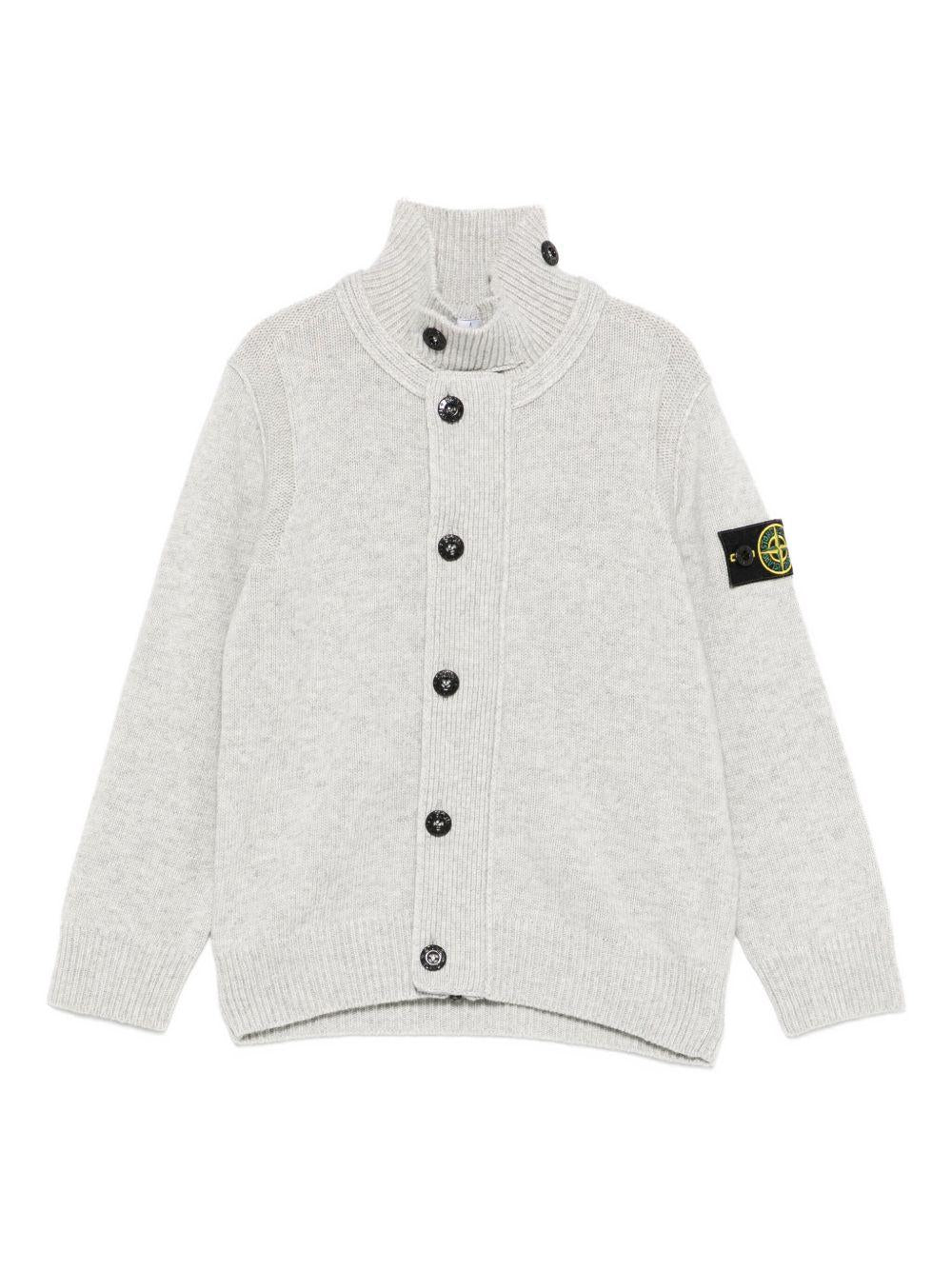 Stone Island Junior boys' grey turtleneck cardigan with