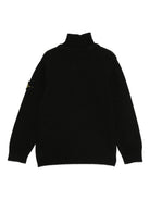 Cardigan per bambino Stone Island Junior nera a collo alto con bottoni - Rubino Kids