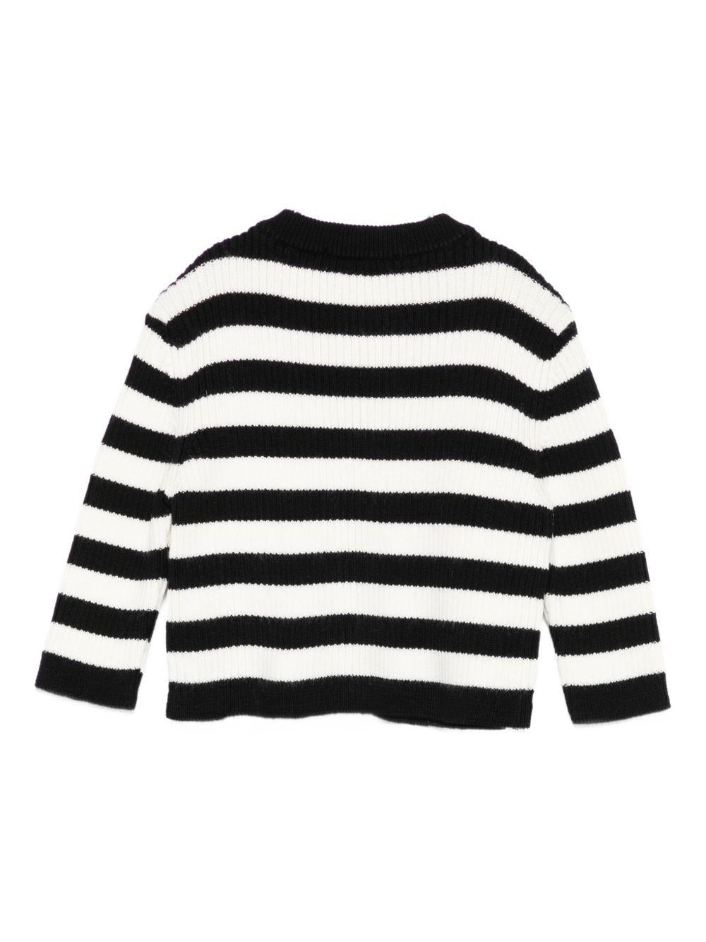 Cardigan per neonata Balmain Kids nero con dettagli a righe - Rubino Kids