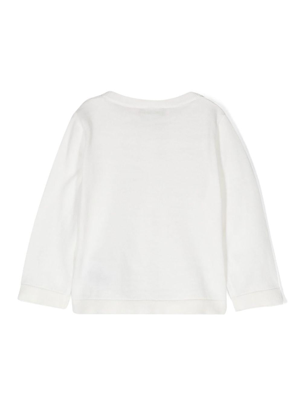 Cardigan per neonata Bonpoint bianco con logo ricamato - Rubino Kids