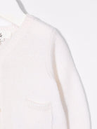 Cardigan per neonata Bonpoint bianco con scollo a V - Rubino Kids