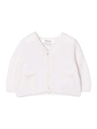 Cardigan per neonata Bonpoint bianco con scollo a V - Rubino Kids