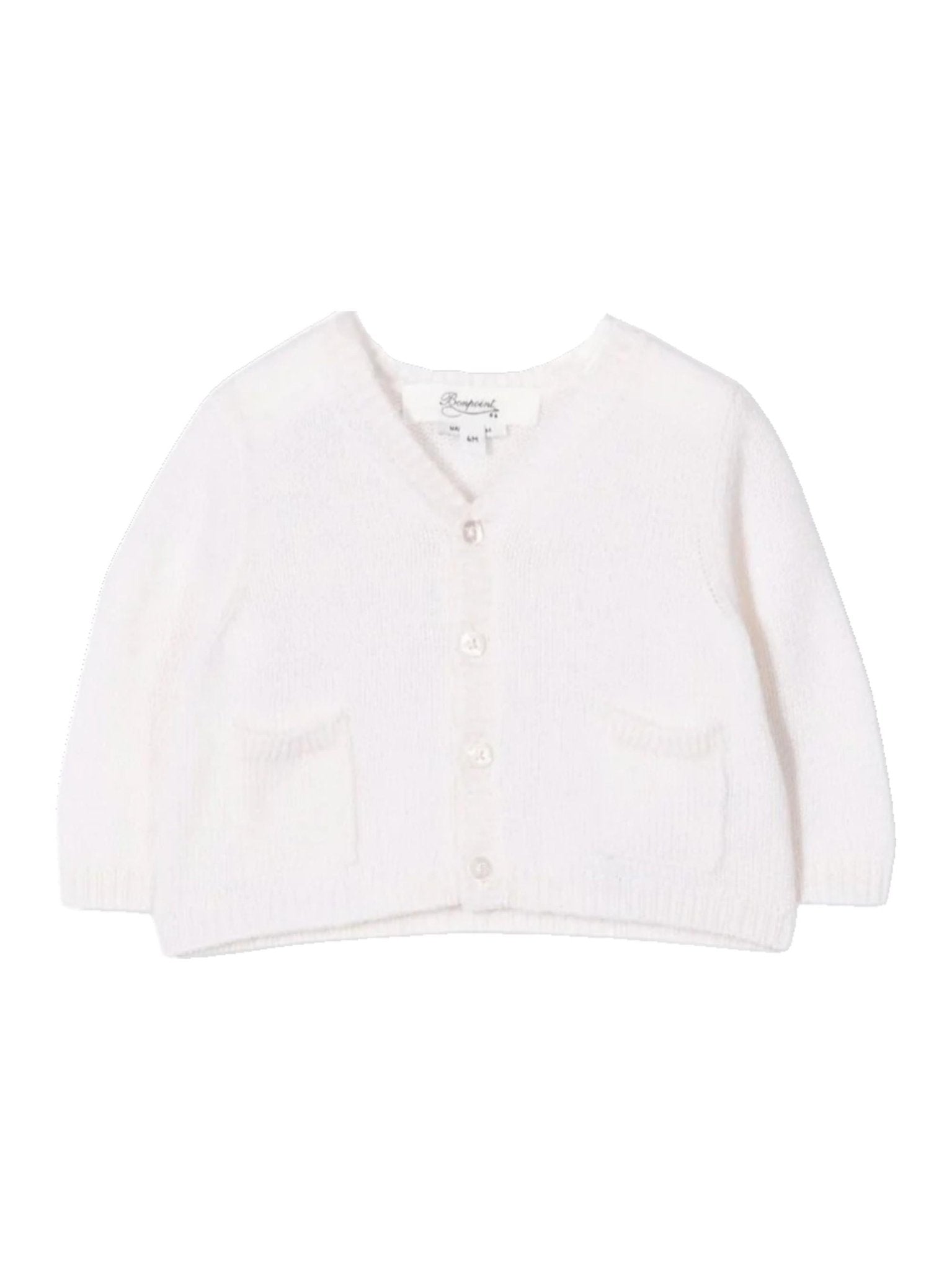 Cardigan per neonata Bonpoint bianco con scollo a V - Rubino Kids