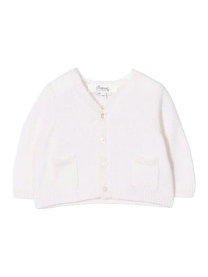 Bonpoint white V-neck cardigan for baby girls