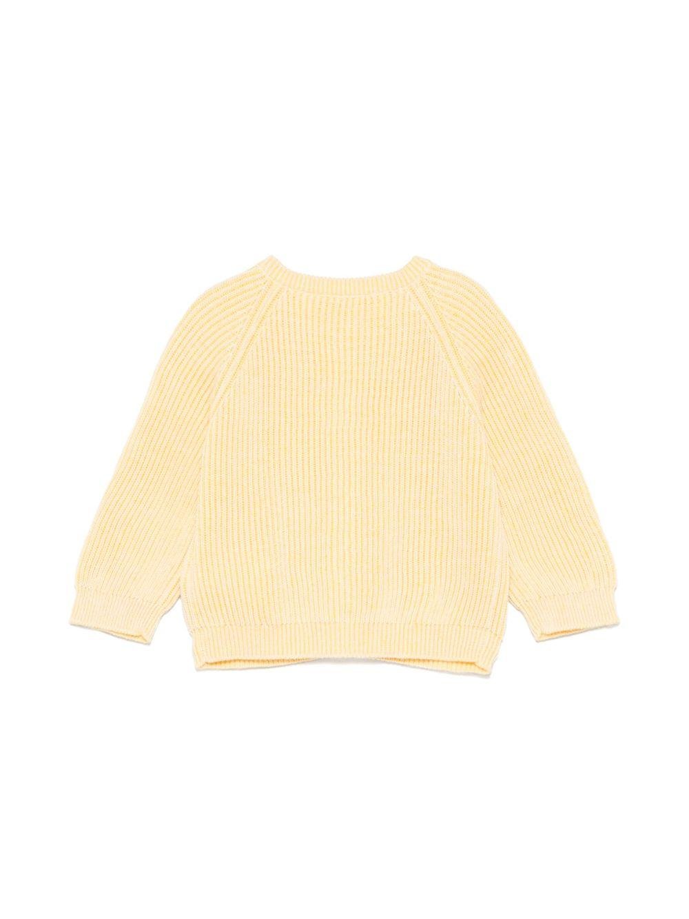 Cardigan per neonata Bonpoint Giusto giallo con dettaglio a coste - Rubino Kids