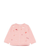 Cardigan per neonata Bonpoint rosa con ricamo ciliegie - Rubino Kids