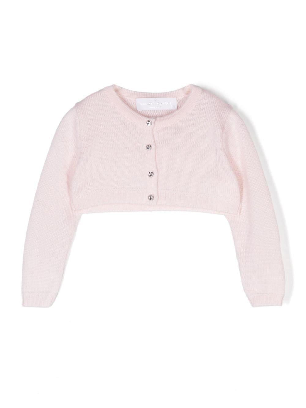 Cardigan per neonata Colorichiari rosa con bottoni gioiello - Rubino Kids