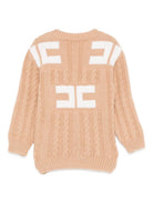 Cardigan per neonata Elisabetta Franchi La Mia Bambina beige con logo sulla parte posteriore - Rubino Kids