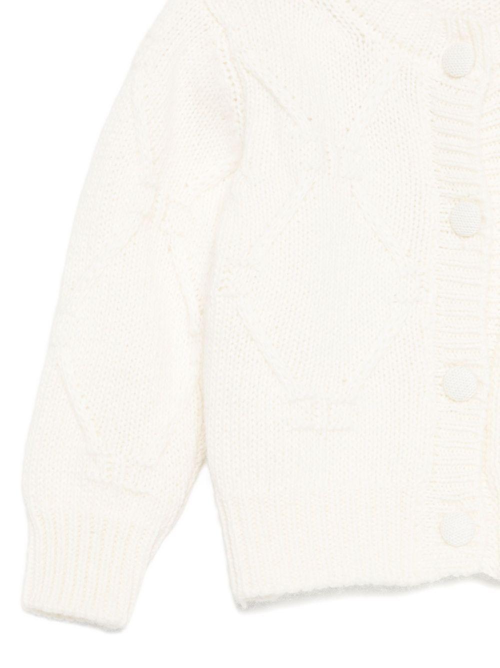 Cardigan per neonata Elisabetta Franchi La Mia Bambina bianco con motivo a rombi - Rubino Kids