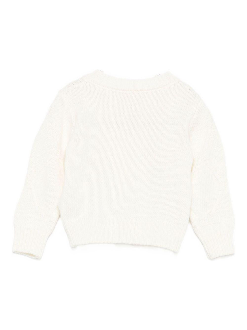 Cardigan per neonata Elisabetta Franchi La Mia Bambina bianco con motivo a rombi - Rubino Kids