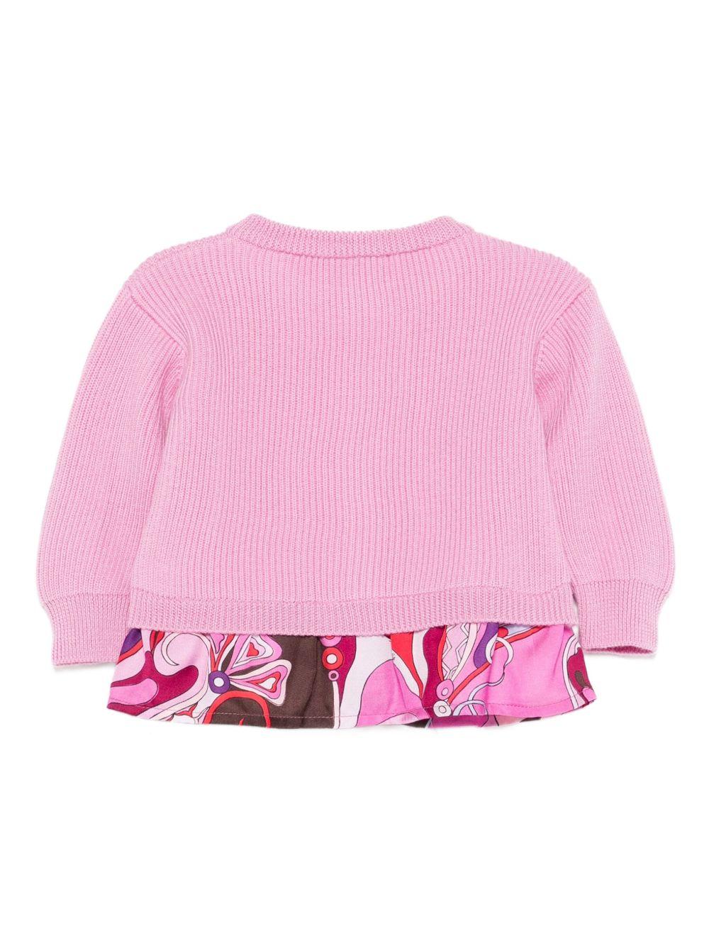 Cardigan per neonata Emilio Pucci Junior rosa con stampa astratta - Rubino Kids