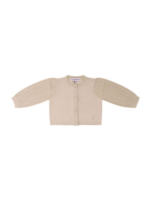 Emporio Armani Kids beige knitted cardigan for baby girls