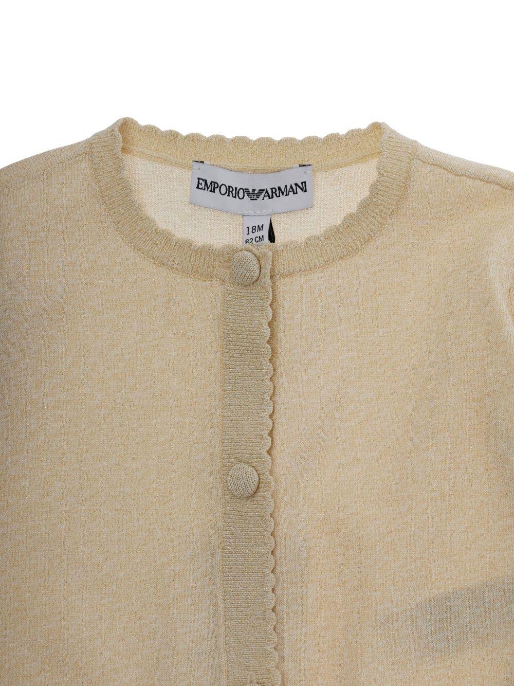 Cardigan per neonata Emporio Armani Kids beige con trama lavorata a maglia - Rubino Kids