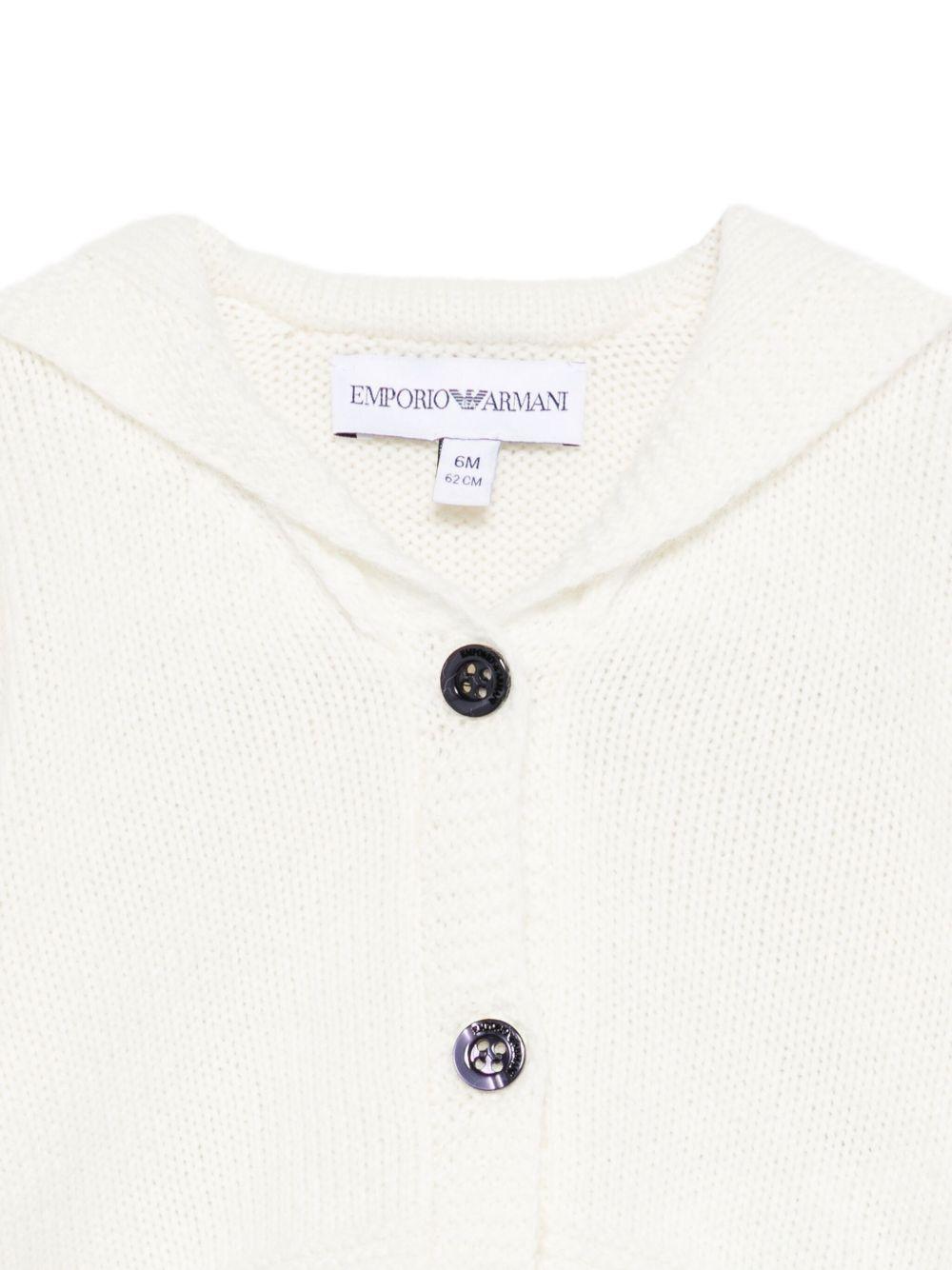 Cardigan per neonata Emporio Armani Kids bianco rifiniture nere - Rubino Kids