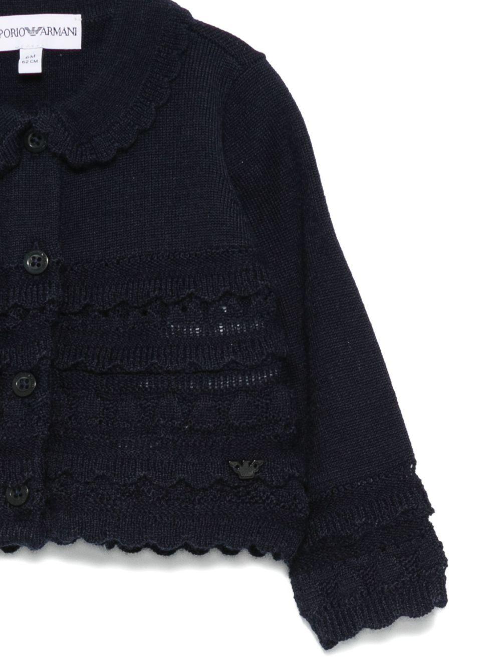 Cardigan per neonata Emporio Armani Kids blu con ruches - Rubino Kids