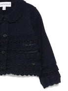 Cardigan per neonata Emporio Armani Kids blu con ruches - Rubino Kids