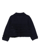 Cardigan per neonata Emporio Armani Kids blu con ruches - Rubino Kids