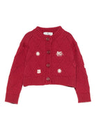 Cardigan per neonata ETRO Kids rosso con ricamo Pegasus - Rubino Kids