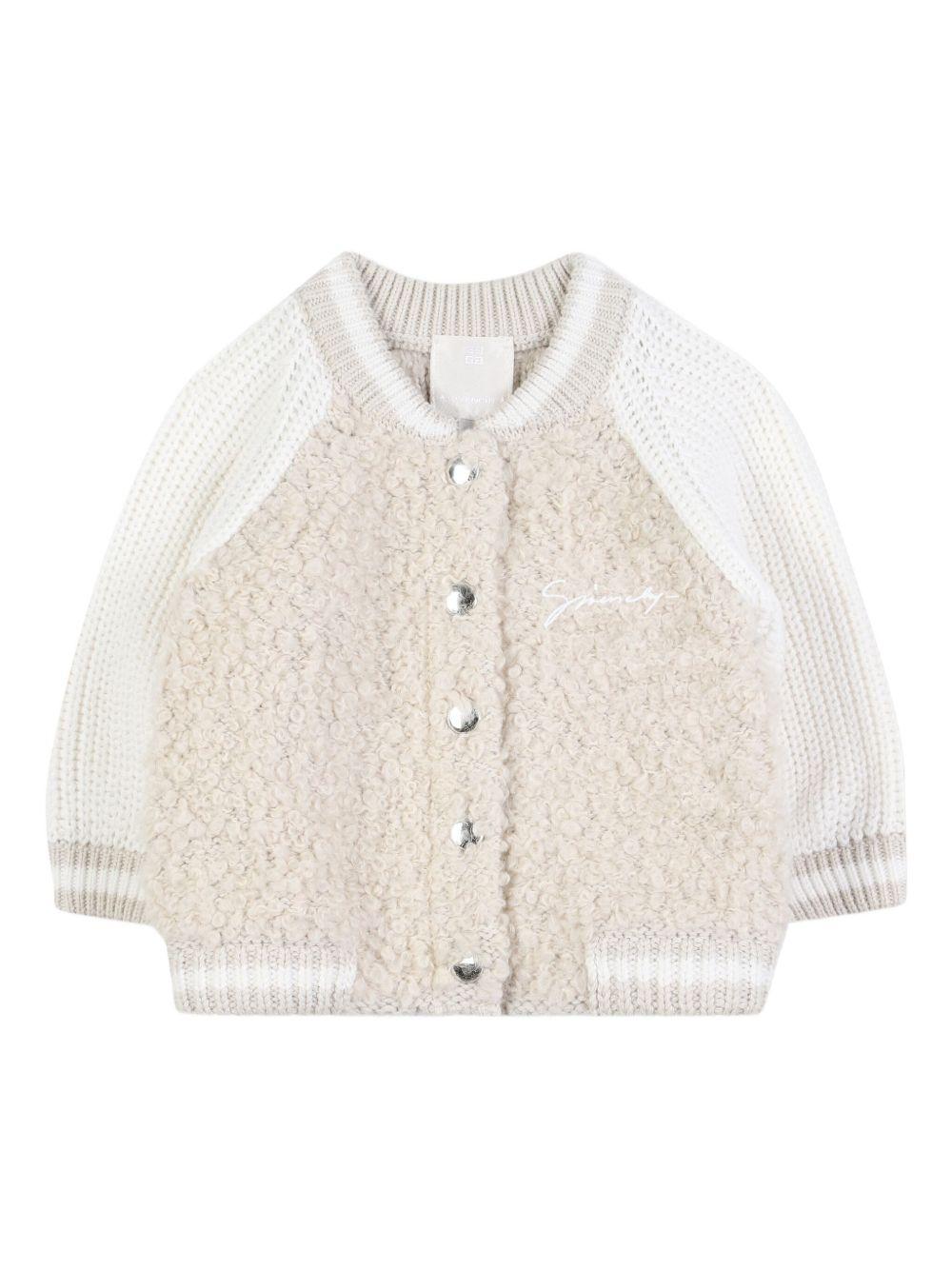 Cardigan per neonata Givenchy Kids beige con design ricamato - Rubino Kids
