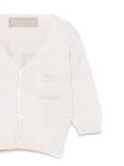 Cardigan per neonata La Stupenderia beige in cotone con tasca applicata sul petto - Rubino Kids