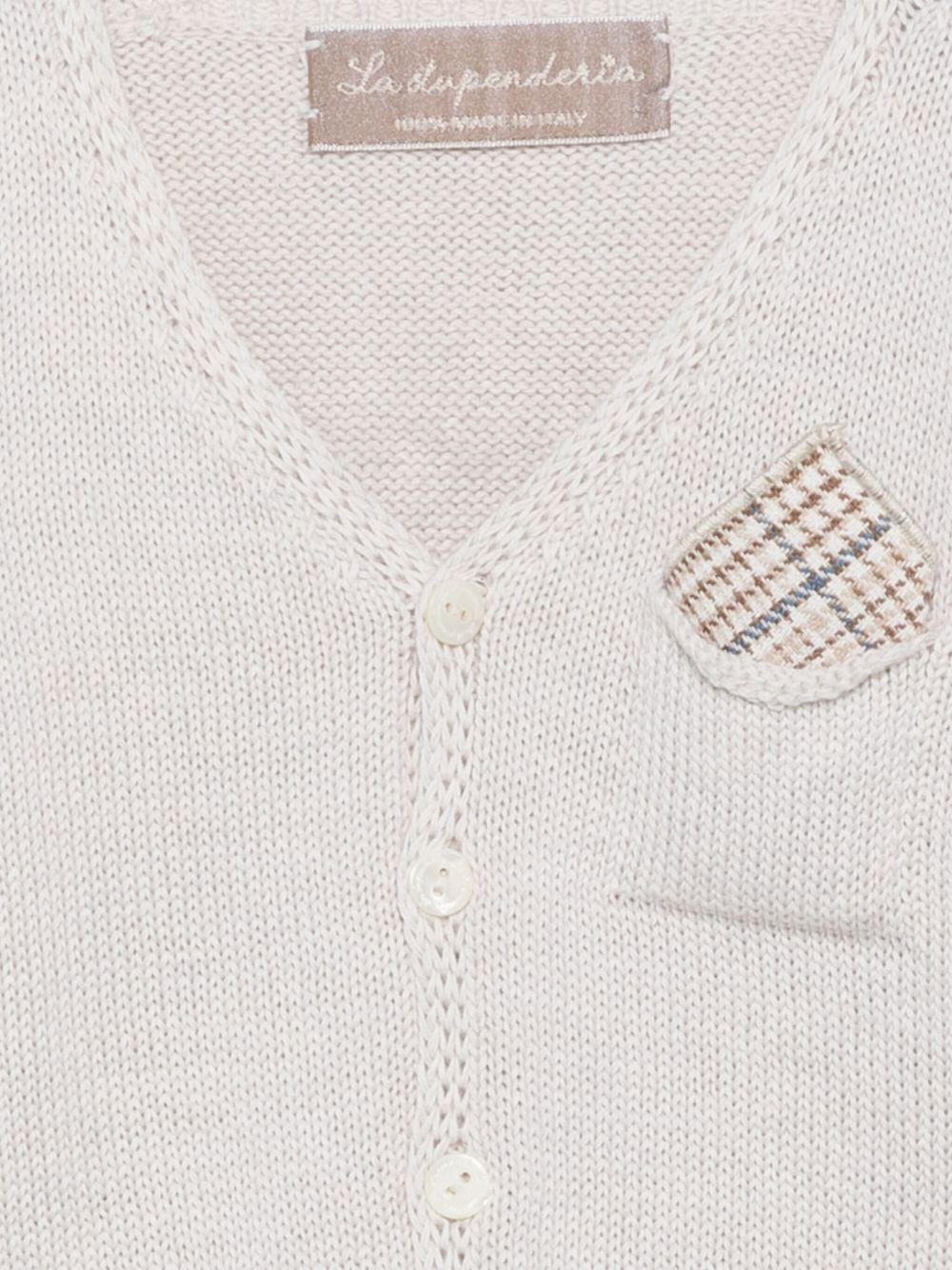 Cardigan per neonata La Stupenderia beige in cotone con tasca applicata sul petto - Rubino Kids