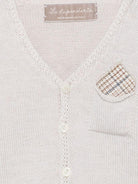 Cardigan per neonata La Stupenderia beige in cotone con tasca applicata sul petto - Rubino Kids