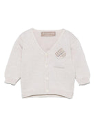 Cardigan per neonata La Stupenderia beige in cotone con tasca applicata sul petto - Rubino Kids