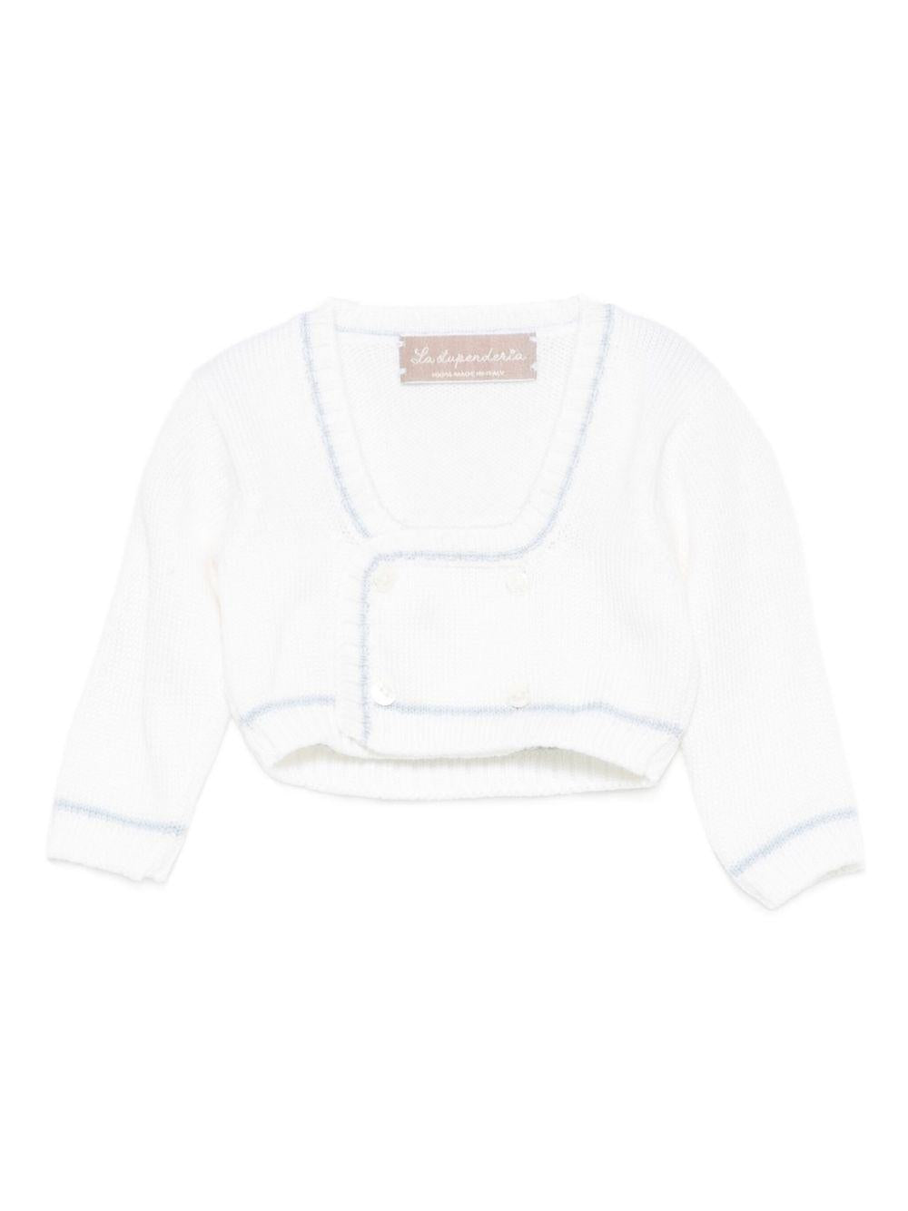 Cardigan per neonata La Stupenderia bianco con finiture a contrasto - Rubino Kids