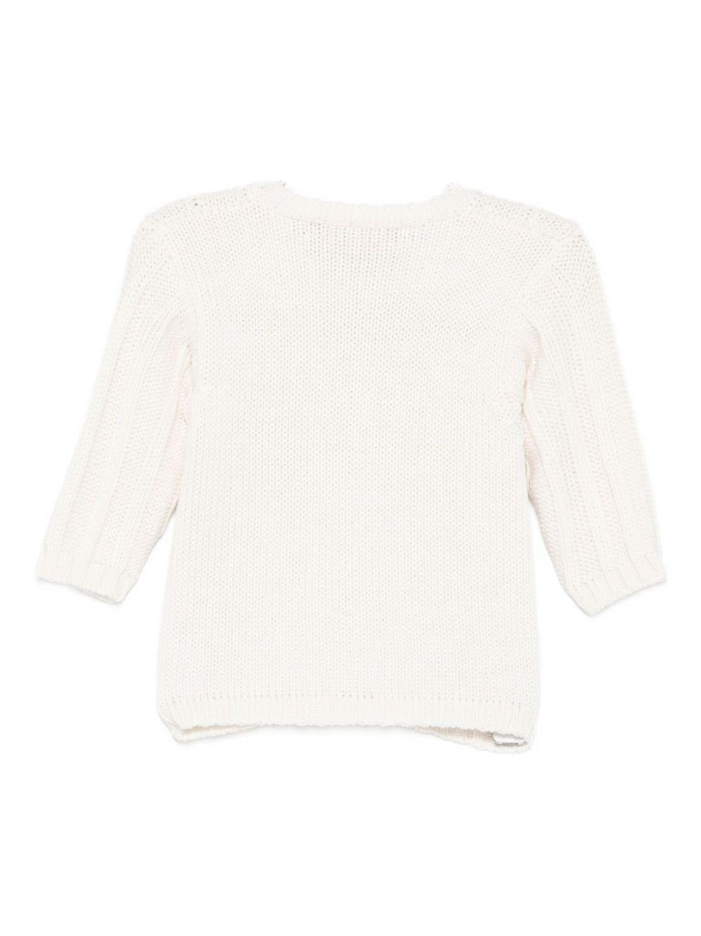 Cardigan per neonata La Stupenderia bianco con maglia a trecce - Rubino Kids