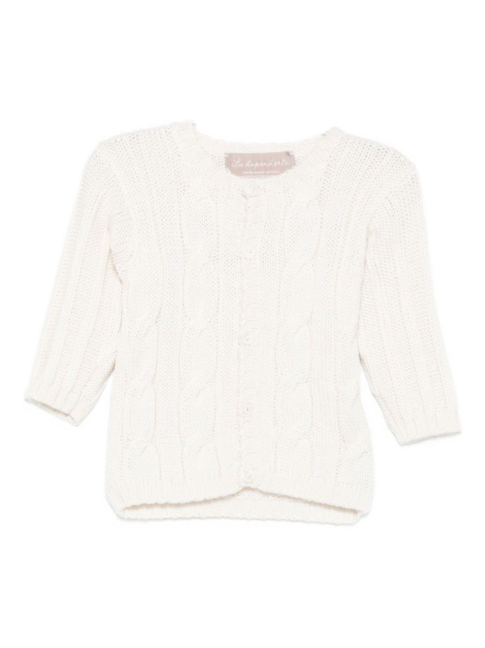 Cardigan per neonata La Stupenderia bianco con maglia a trecce - Rubino Kids